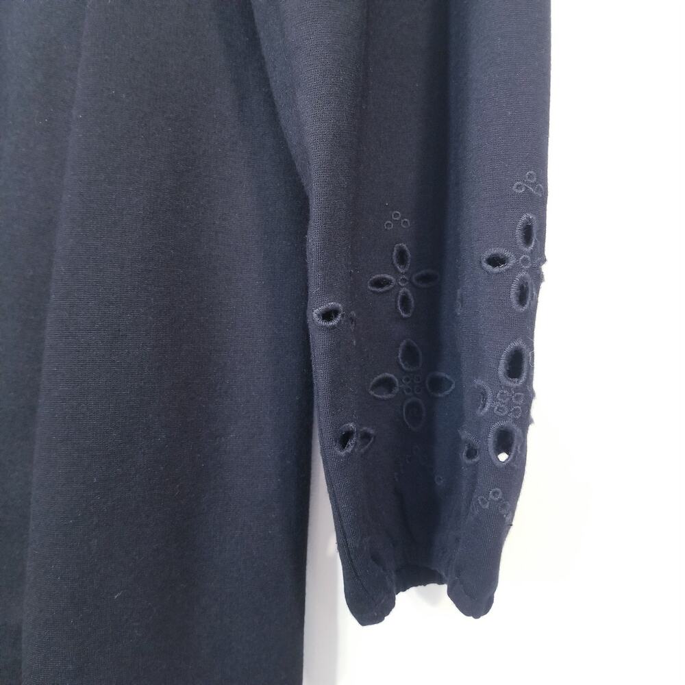 Ann Taylor Black Shift Dress Keyhole Neckline Eyelet Sleeves - Picture 5 of 12